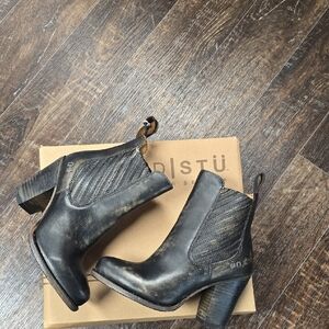 Bed Stu Distressed Black Heeled Boots